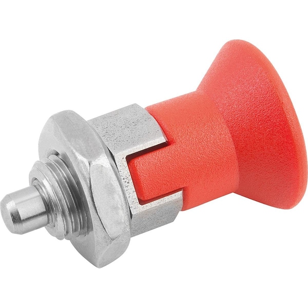 Indexing Plunger Size:9 D1=M06X0, 75, D=3, Form:D W Locking Slot W Locknut, Short Vers, Stainless